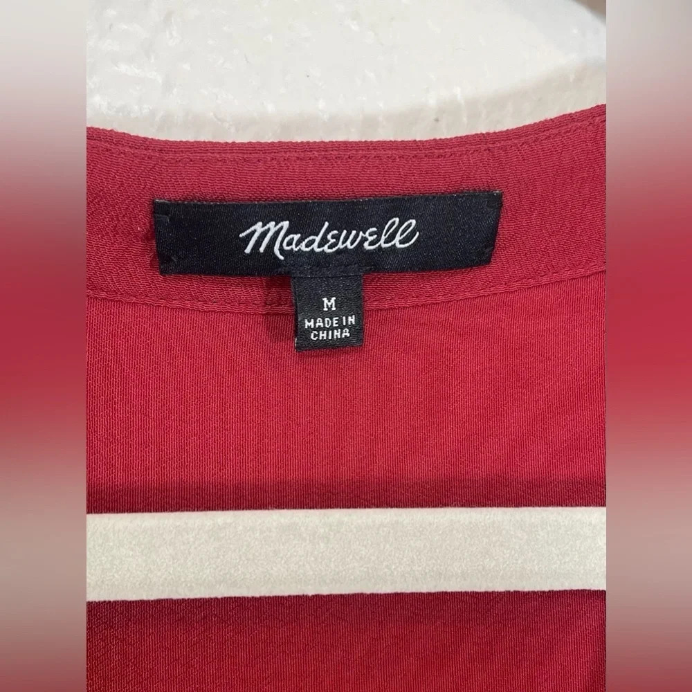 Madewell Bicoastal Tunic Dress Crimson Red Women’s Size Medium Oversized Relaxed - Picture 4 of 16